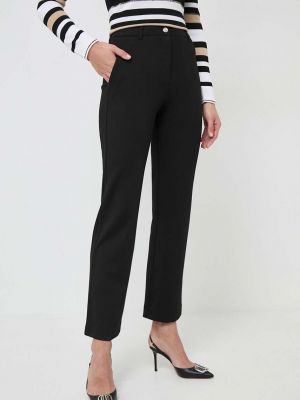 Jednobarevné kalhoty s vysokým pasem Guess černé