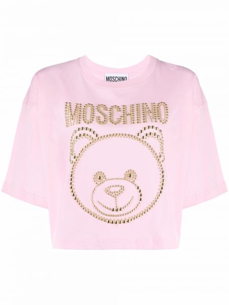 Camiseta con tachuelas Moschino rosa