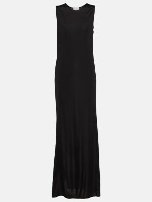 Przezroczysta sukienka długa z dżerseju Saint Laurent czarna