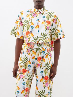 Хлопковая рубашка в цветочек с принтом Borgo De Nor белая