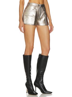 Pantaloncini cargo di pelle Understated Leather argento