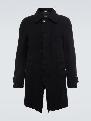 Tvídový vlněný kabát z nylonu Comme Des Garã§ons Homme Deux černý