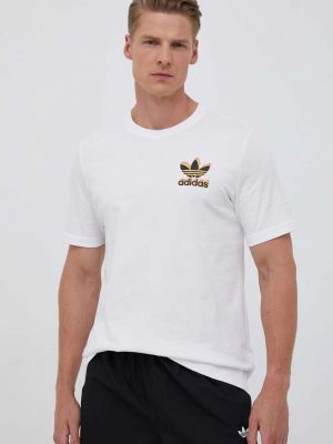Bavlněné tričko s potiskem Adidas Originals bílé