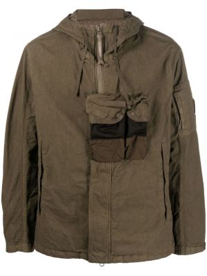 Bavlněná bunda na zip s kapucí C.p. Company zelená