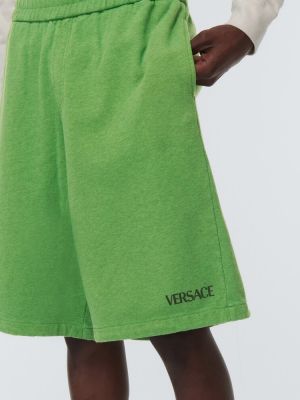 Pantalones cortos deportivos de algodón de tela jersey Versace verde