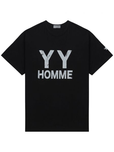 Bavlnené tričko s potlačou Yohji Yamamoto čierna