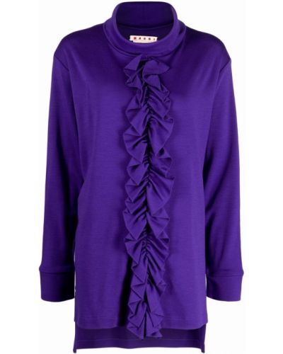 Jersey cuello alto de punto con cuello alto de tela jersey Marni violeta