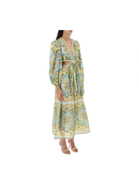 Sukienka midi z nadrukiem z dekoltem w serek z wzorem paisley Zimmermann