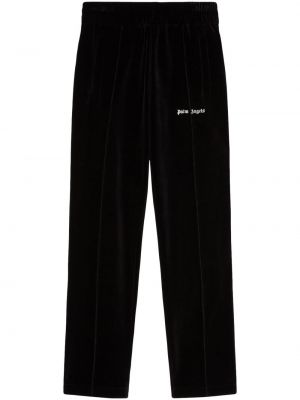 Aksamitne spodnie sportowe z nadrukiem Palm Angels czarne