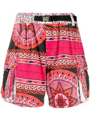 Trykt bermudashorts Sacai rosa