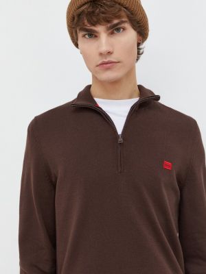 Sweter bawełniany Hugo brązowy