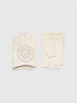 Kožené rukavice Karl Lagerfeld béžové