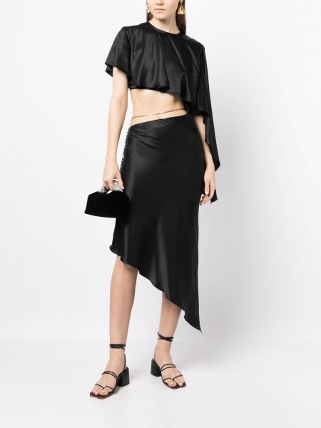 Asymetrické hedvábné koktejlové šaty Matériel černé