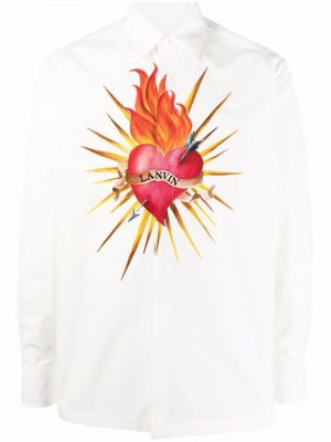 Βαμβακερό πουκάμισο με σχέδιο με μοτίβο καρδιά Lanvin