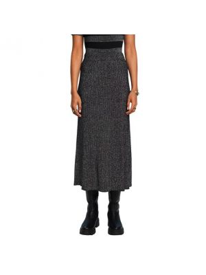 Falda midi de punto Esprit Collection negro