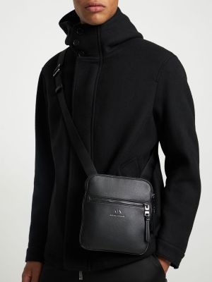 Kožená taška přes rameno z imitace kůže Armani Exchange černá