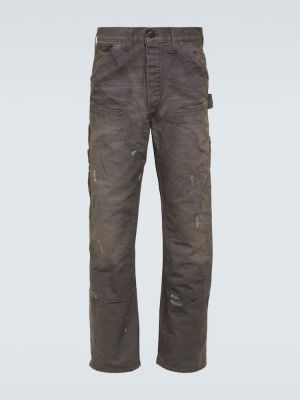 Pantaloni distressed di cotone Rrl grigio