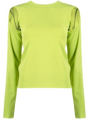 Плетен пуловер Low Classic зелено