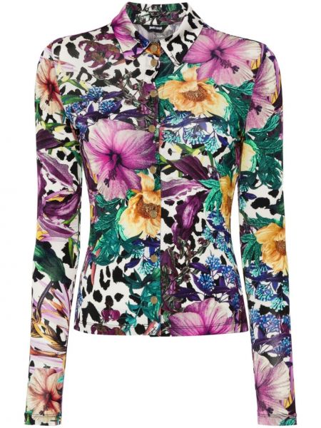 Kvetinová košeľa s potlačou Just Cavalli fialová