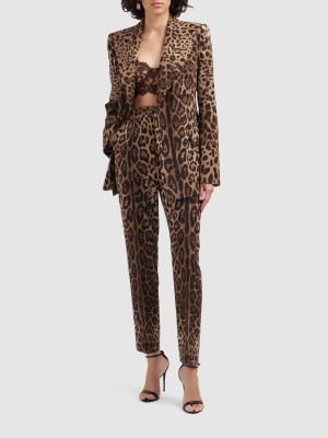 Pantaloni cu picior drept cu talie înaltă cu imagine cu model leopard Dolce & Gabbana