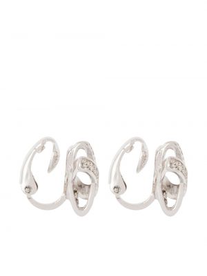 Boucles d'oreilles à imprimé à boucle en cristal Nina Ricci argenté