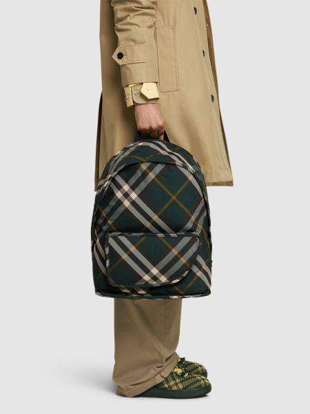 Kockovaný batoh s potlačou Burberry zelená
