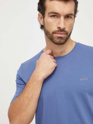 Меланж тениска с дълъг ръкав с принт Boss синьо