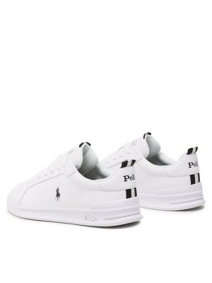 Sneakersy skórzane ze skóry ekologicznej w jednolitym kolorze Polo Ralph Lauren białe