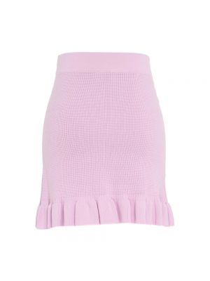 Dzianinowa mini spódniczka z falbankami Pinko fioletowa