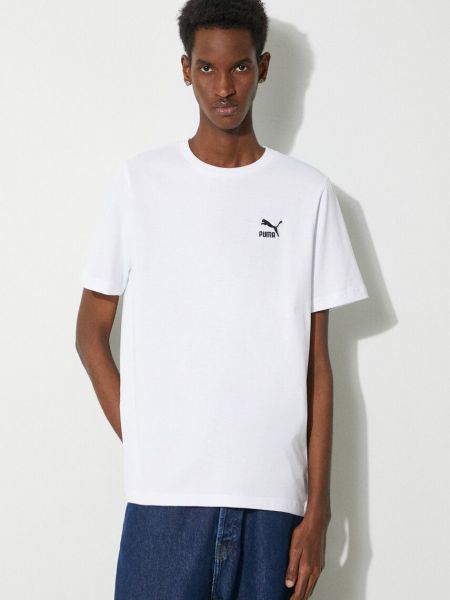 Памучна тениска с дълъг ръкав с апликация Puma бяло