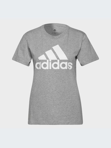 Хлопковая футболка Adidas серая
