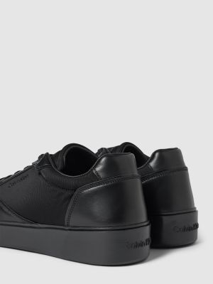 Sneakersy sznurowane koronkowe z nadrukiem Calvin Klein czarne