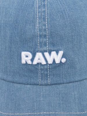 Bombažna kapa z zvezdico G-star Raw modra
