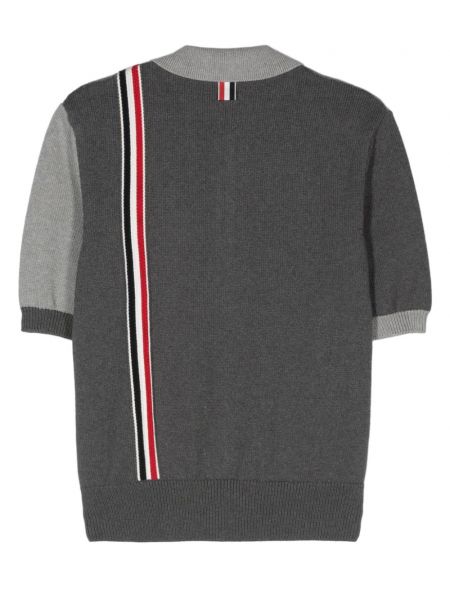 Polo à rayures en tricot Thom Browne gris