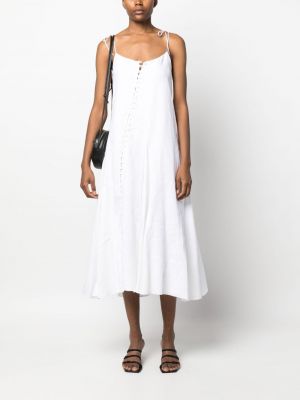 Lniana sukienka midi asymetryczna Pnk biała