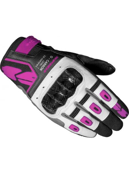 Женские мотоциклетные перчатки G-Carbon Spidi, черный/белый/розовый