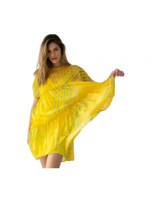 Sukienka mini z falbankami Beatrice B żółta