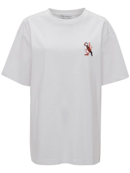 Βαμβακερή μπλούζα με κέντημα Jw Anderson λευκό