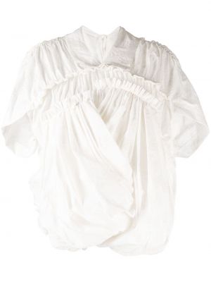 Bluză din bumbac asimetrică drapată Comme Des Garçons Tao alb
