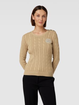 Dzianinowy sweter bawełniany Lauren Ralph Lauren beżowy