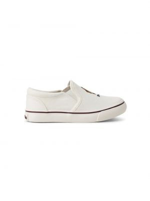 Sneakers con lacci di pelle di pelle Polo Ralph Lauren bianco