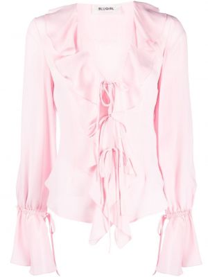 Риза с волани от креп Blugirl розово