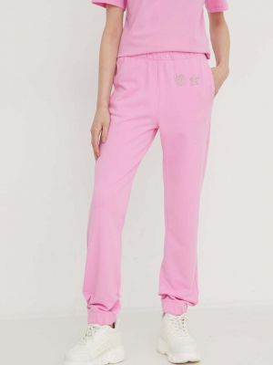 Růžové sportovní kalhoty s aplikacemi s hvězdami Chiara Ferragni
