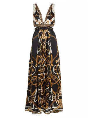 Шелковое длинное платье с принтом Camilla