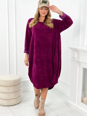 Fioletowa sukienka sztruksowa z kieszeniami Kesi
