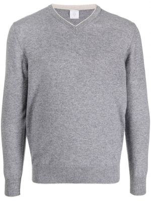 Кашмирен пуловер с v-образно деколте Eleventy сиво