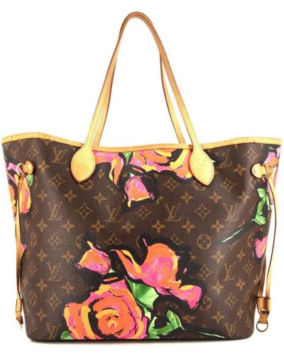 Bolso shopper de flores con estampado Louis Vuitton marrón