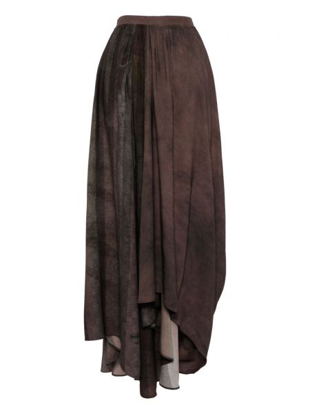 Długa spódnica asymetryczna drapowana Ziggy Chen brązowa