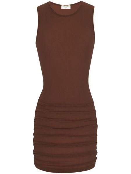 Mini-abito di tulle Saint Laurent marrone