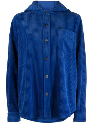 Camicia di velluto a coste con cappuccio Studio Tomboy blu